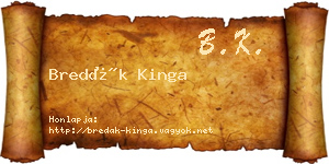 Bredák Kinga névjegykártya